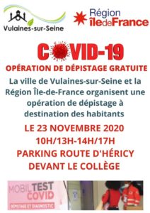 Dépistage Covid 19 23 novembre 2020